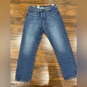 Levi's 501 Cropped Relaxed Womens Dark Blue Jeans 32Wx28L